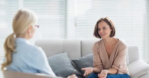 Woman talking to therapist