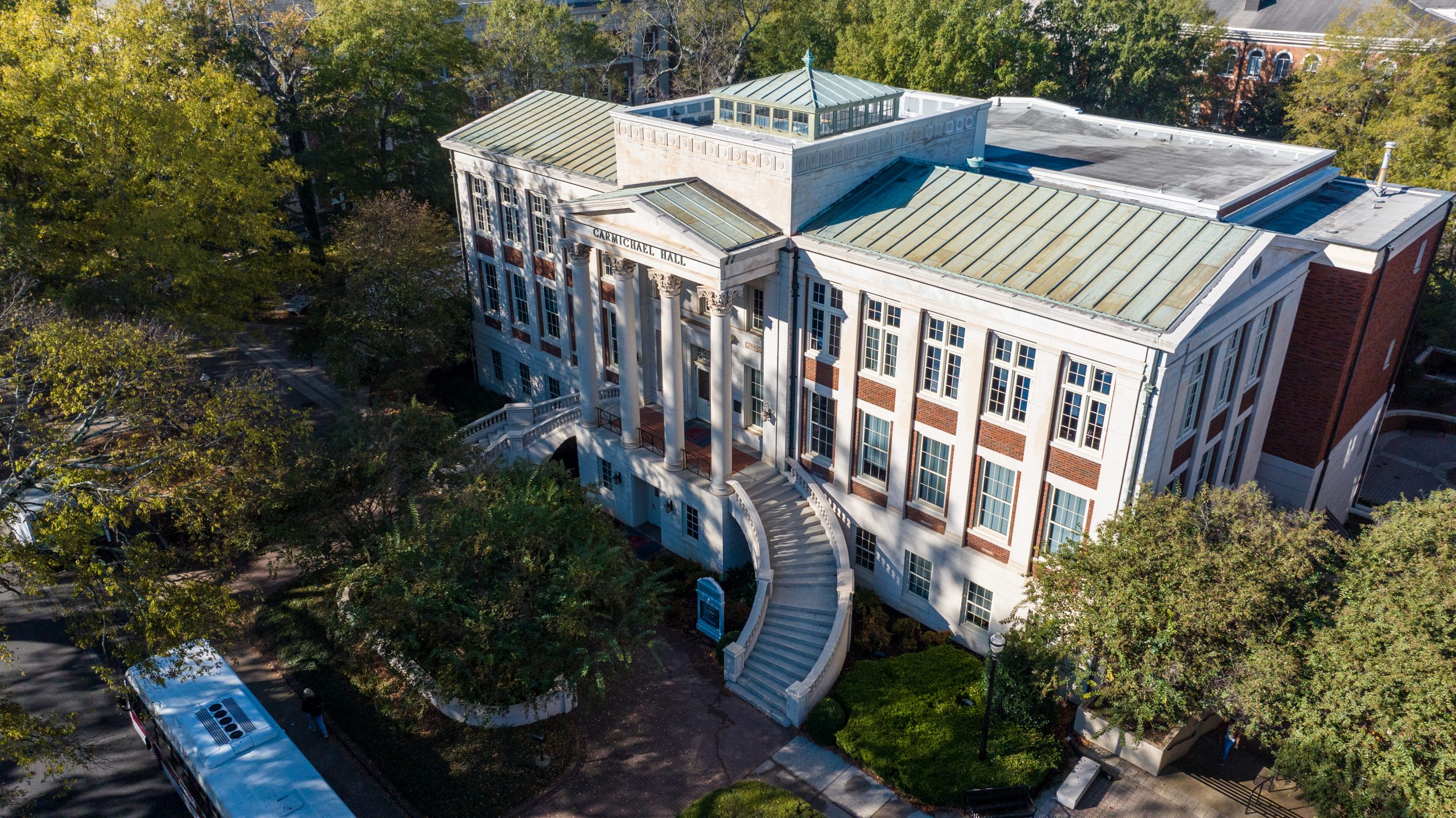 Drone photo of Carmichael Hall